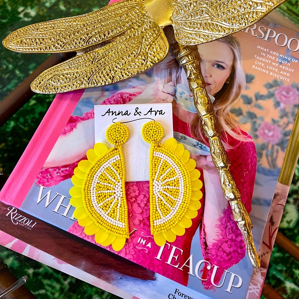 Anna & Ava Lemon Wedge Beaded Statement Earrings